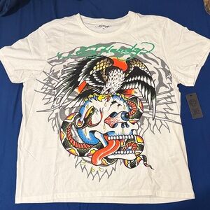 Ed Hardy Graphic Tee with Eagle and Snake Design